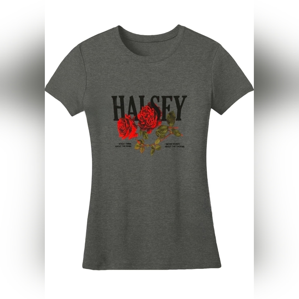 Halsey Band Tshirt In Heather Gray - Size Large (Womens)
